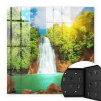 SCHLÜSSELBOX Schwarz 30x30 cm- Türöffnung nach rechts - Tropischer Wasserfall - Grün, Metall (30/30/5cm) - TULUP