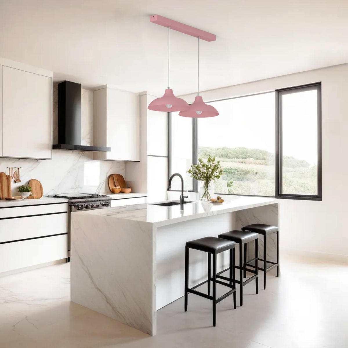 HÄNGELEUCHTE Parigina Linear - Pink, Metall (30/30/15cm) - Lumicom