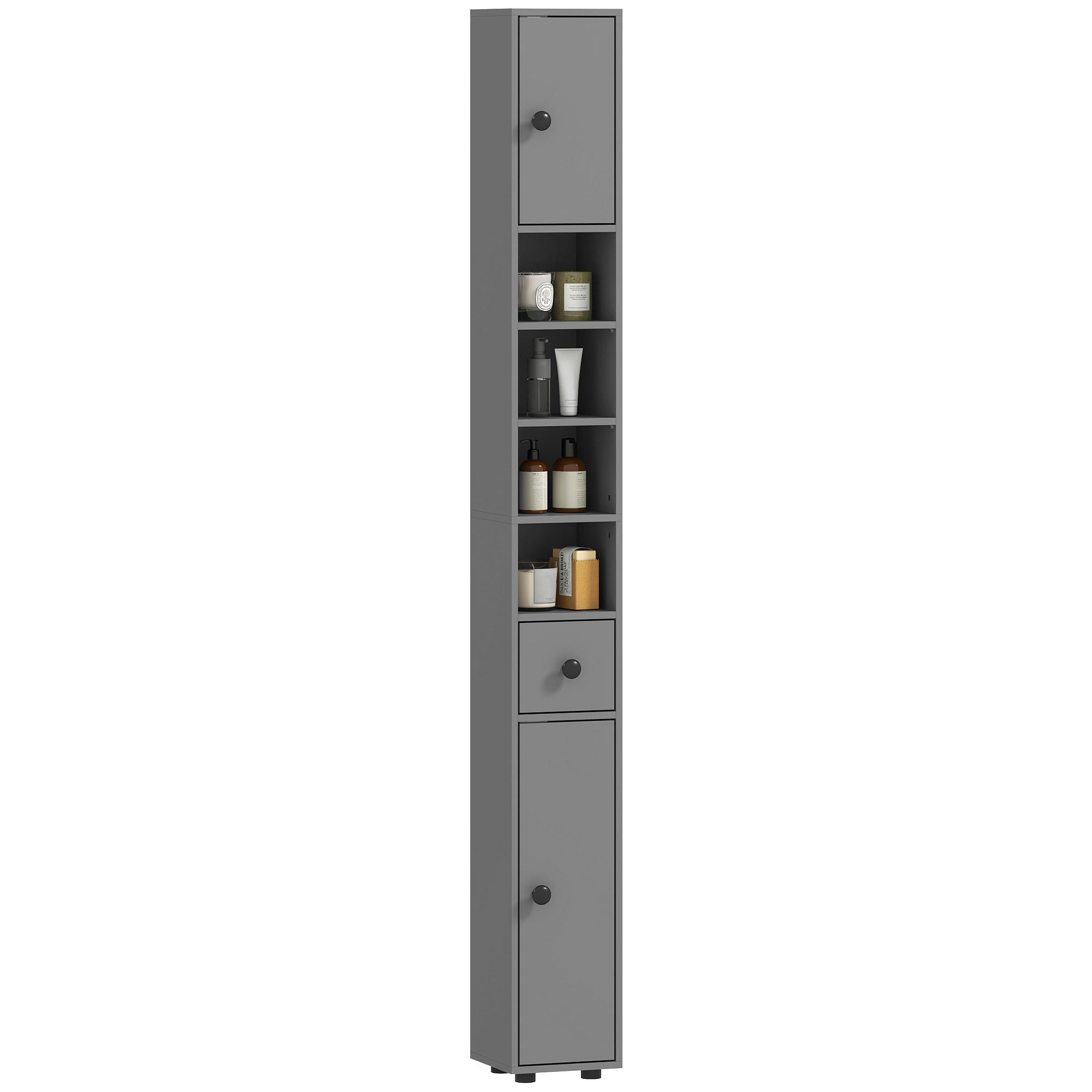 HOCHSCHRANK DE-08527 mit 4 Regalen Grau - Grau, Holzwerkstoff (20/180/20cm) - ComfortXL