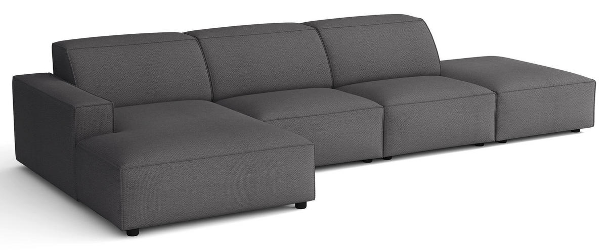 ROHOVÁ pohovka Sellmo, tmavosivá, 344 cm - čierna/tmavosivá, textil/plast (350/166cm) - Selsey
