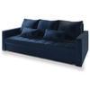 BETTSOFA SIRO Blau Plüsch-Stoff mit Schlaffunktion - Blau, Textil (222/83/86cm) - MASSENO