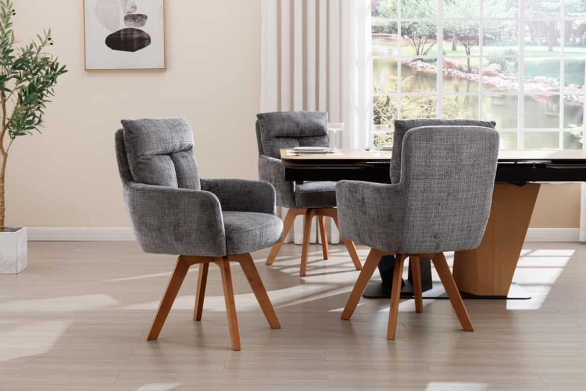 STUHL BIG GEORGE Chenille Grau 90 cm - Braun/Grau, Holz/Kunststoff (60/92/67cm) - riess-ambiente