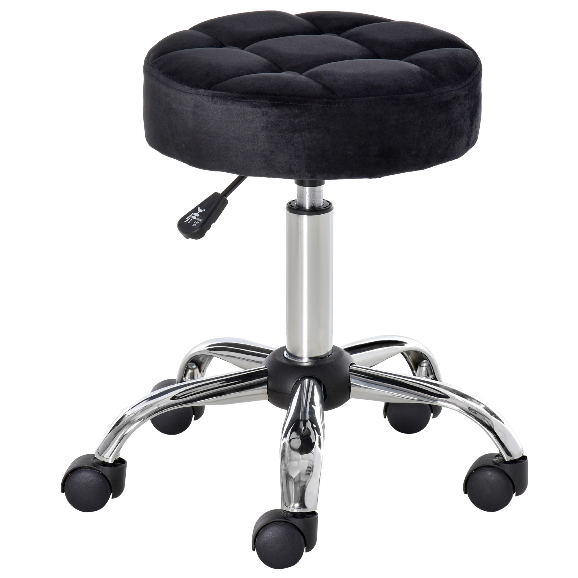 SALONSTUHL mit Rädern, Schwarz - Schwarz, Kunststoff (35/61/35cm) - HOMCOM