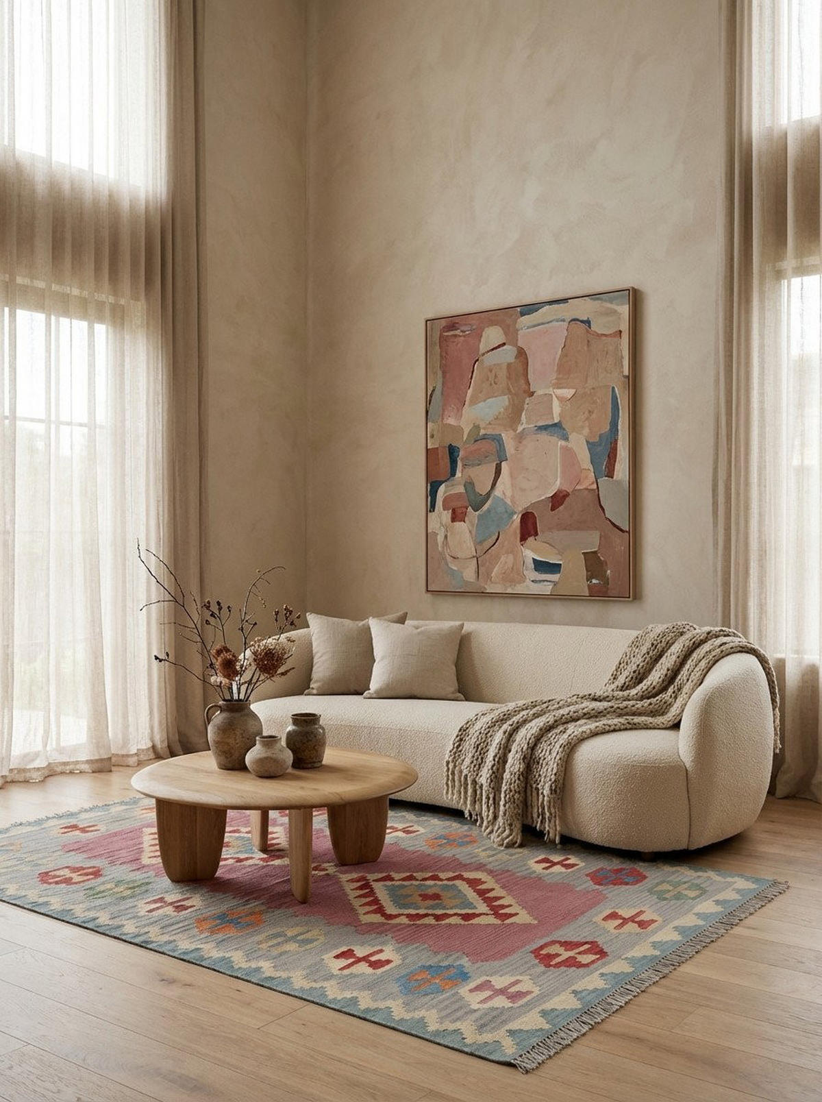 HANDWEBTEPPICH Kelim Gashgai Rosa 186/126 cm Schurwolle - Pink, Textil (126/186cm) - Looma