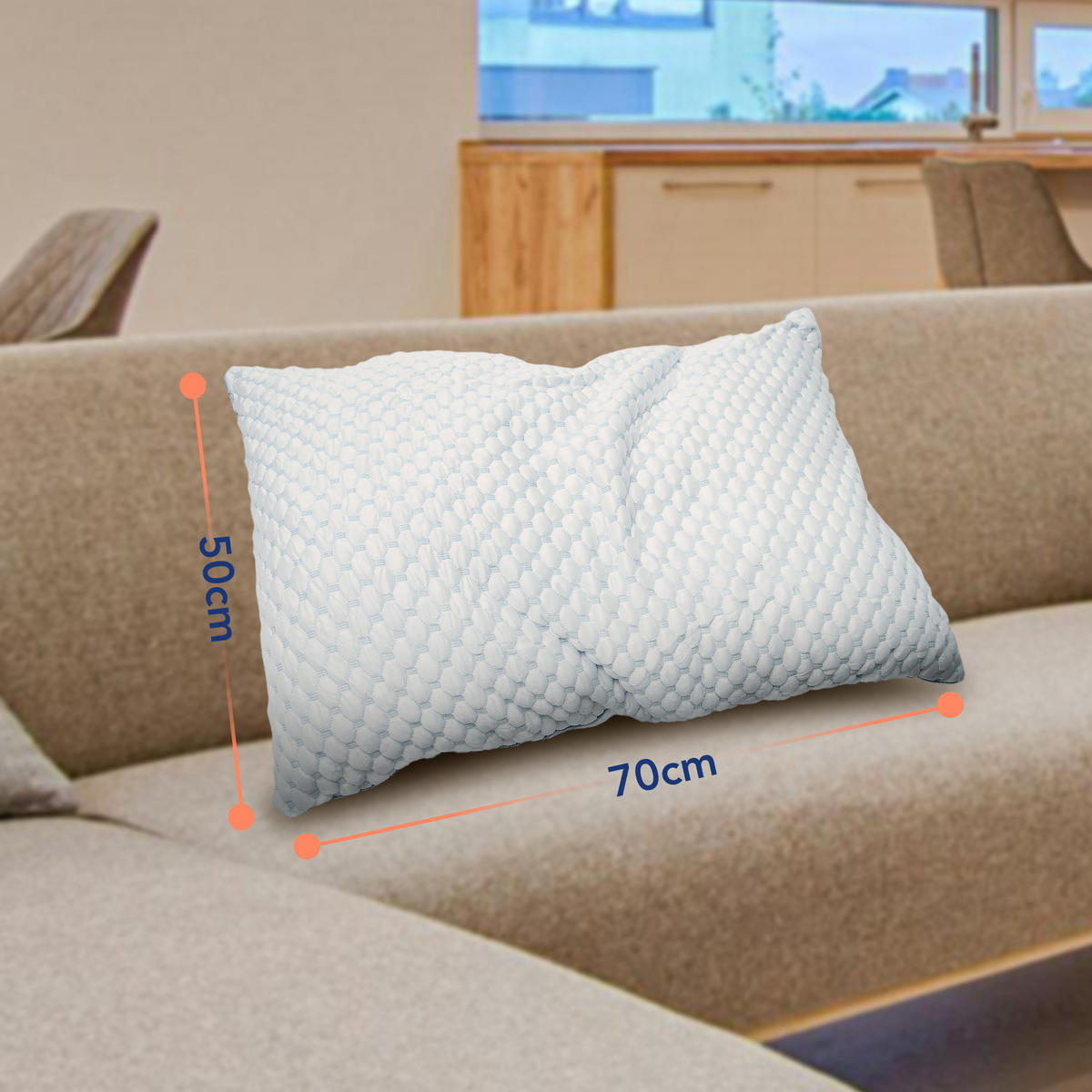WOLKENKISSEN 70x50 - Weiß, Textil (70/50cm) - KomfortKissen