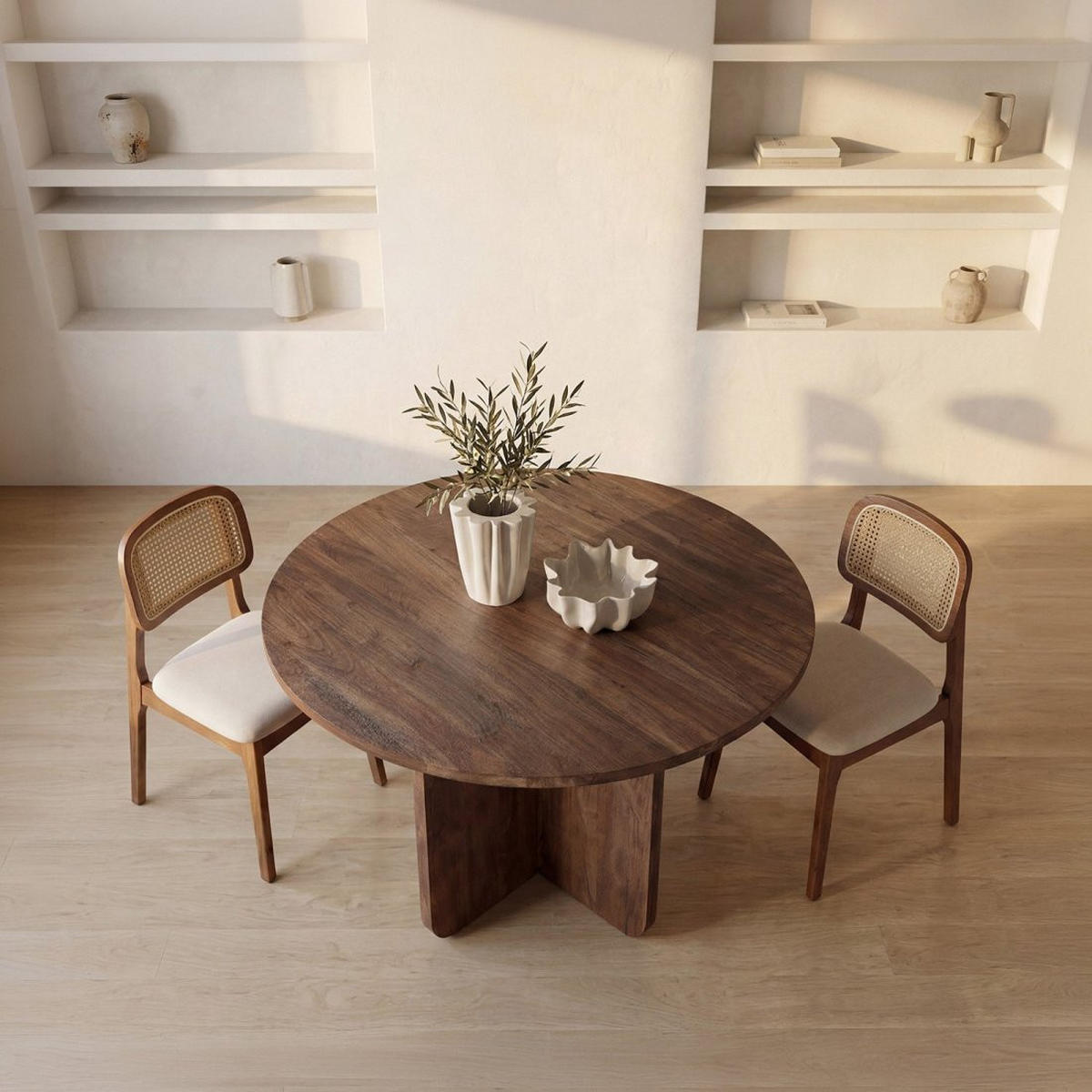 ESSTISCH Atir Walnuss 120 cm x 76 cm - Walnussfarben, Holz (120/120/76cm) - Klast Home