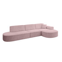ECKSOFA Ottomane Rechts MARI-L2 - 317x163x73,5 cm Rosa Cord - Schwarz/Rosa, Holzwerkstoff/Kunststoff (317/163cm) - ALTDECOR