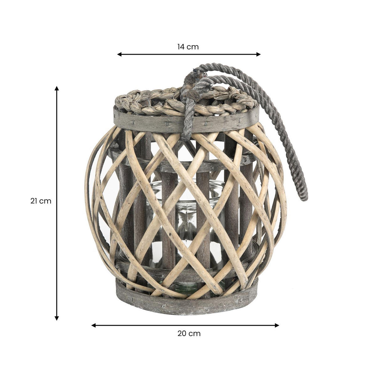 LATERNEN EBRU 2ER-SET - Grau, Glas (20/21/20cm) - IDIMEX