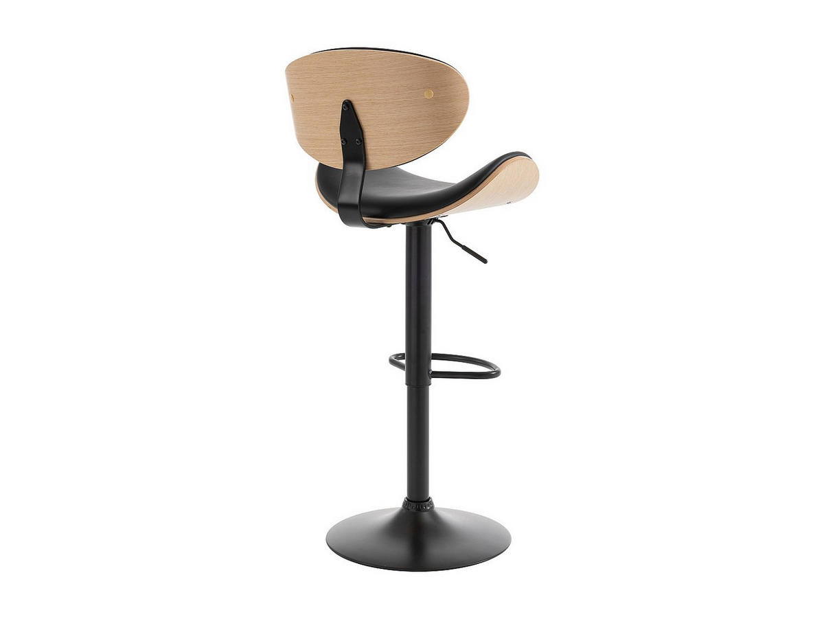 BARHOCKER 2er-Set höhenverstellbar - Kunstleder und Metall - Holzfarben hell & Schwarz - MONTENEGRO - Schwarz/Naturfarben, Leder (46/111/49.5cm) - Vente-Unique