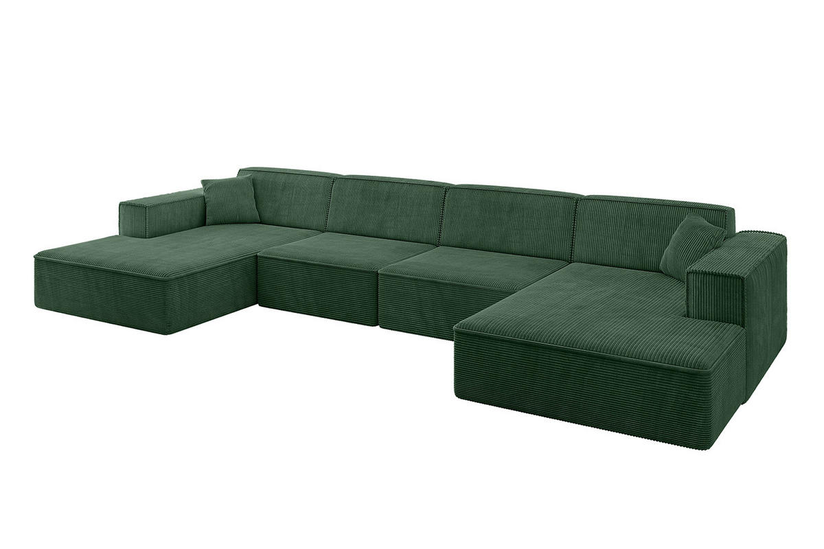 WOHNLANDSCHAFT IREA-U2-v4 - 382x165x72,5 cm Grün - Grün, Holzwerkstoff/Textil (382/72/165cm) - ALTDECOR