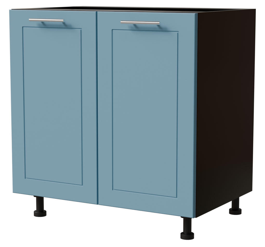 Feldmann-Wohnen Unterschrank Blau, Schwarz 80x82x50 cm