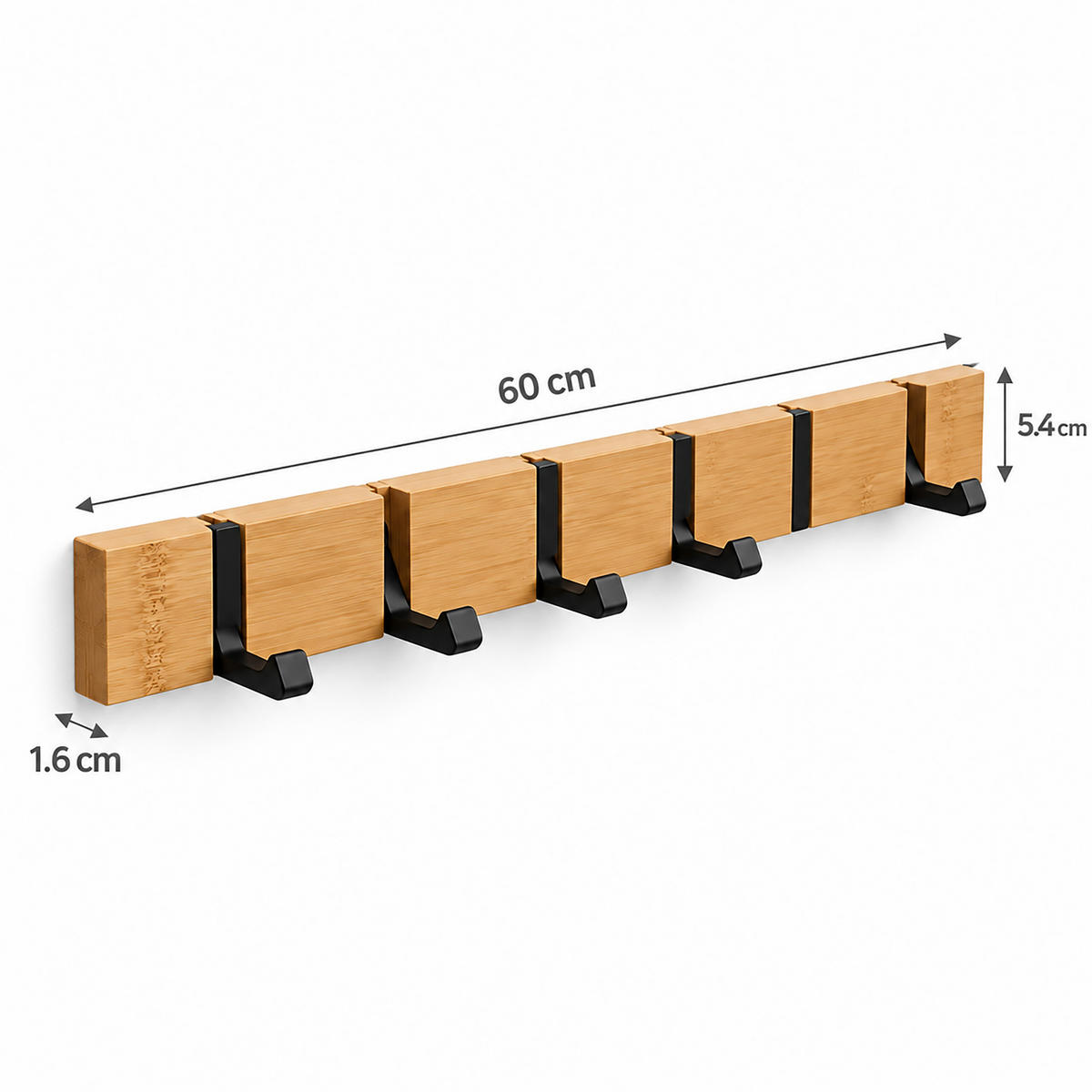 VĚŠÁK Přírodní 2er-Set bambus - světle hnědá, kov/dřevo (60/5.5/1.5cm) - Relaxdays
