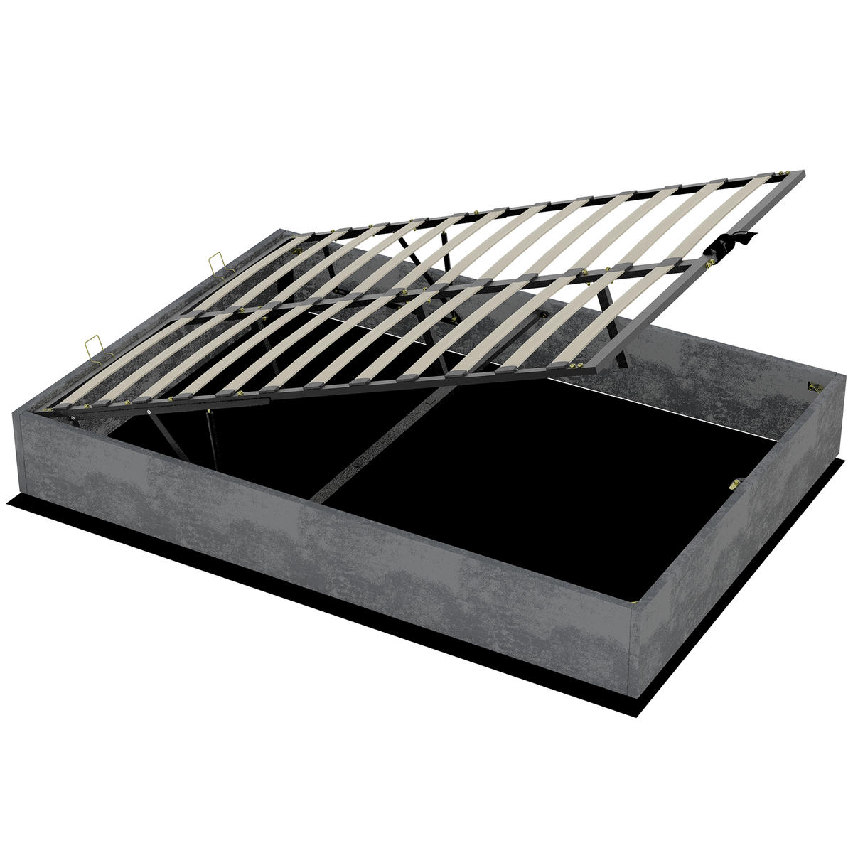 BETT mit Matratze 140x200 cm Stoff Grau - Grau, Metall (140/200cm) - Meubliv
