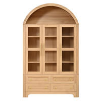 SIDEBOARD WOHNZIMMERSCHRANK Rundbogen 3 Glastüren 4 Schubladen - Naturfarben, Holzwerkstoff (110/185/40cm) - Urban Meuble