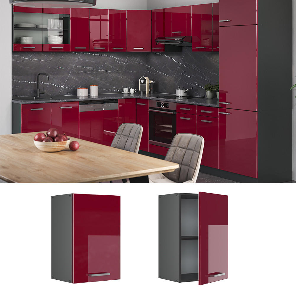HÄNGESCHRANK R-Line Bordeaux Hochglanz 40 cm - Bordeaux/Anthrazit, Holzwerkstoff (40/60/31cm) - Vicco