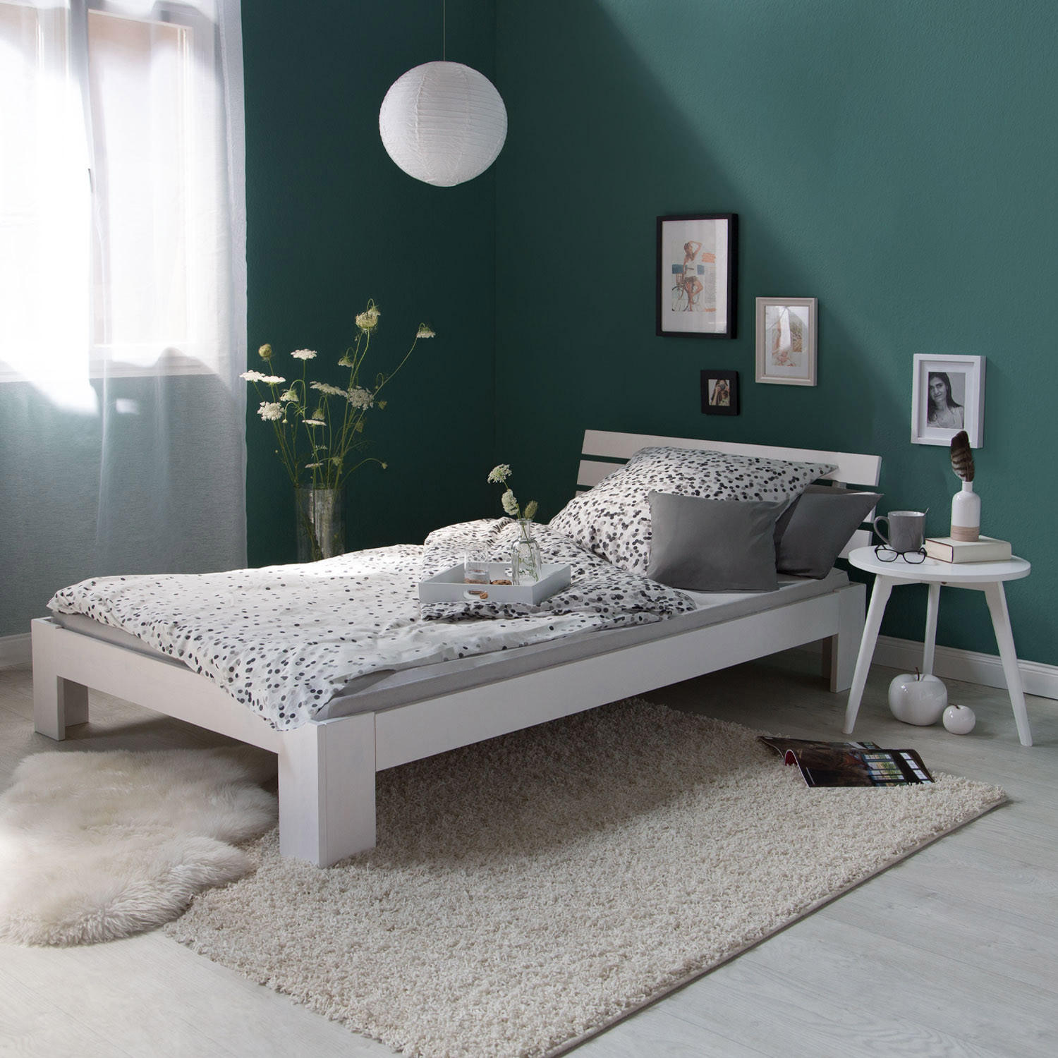 HOLZBETT mit Stauraum 90/200 cm weiss - Weiß, Holz (90/200cm) - Homestyle4u