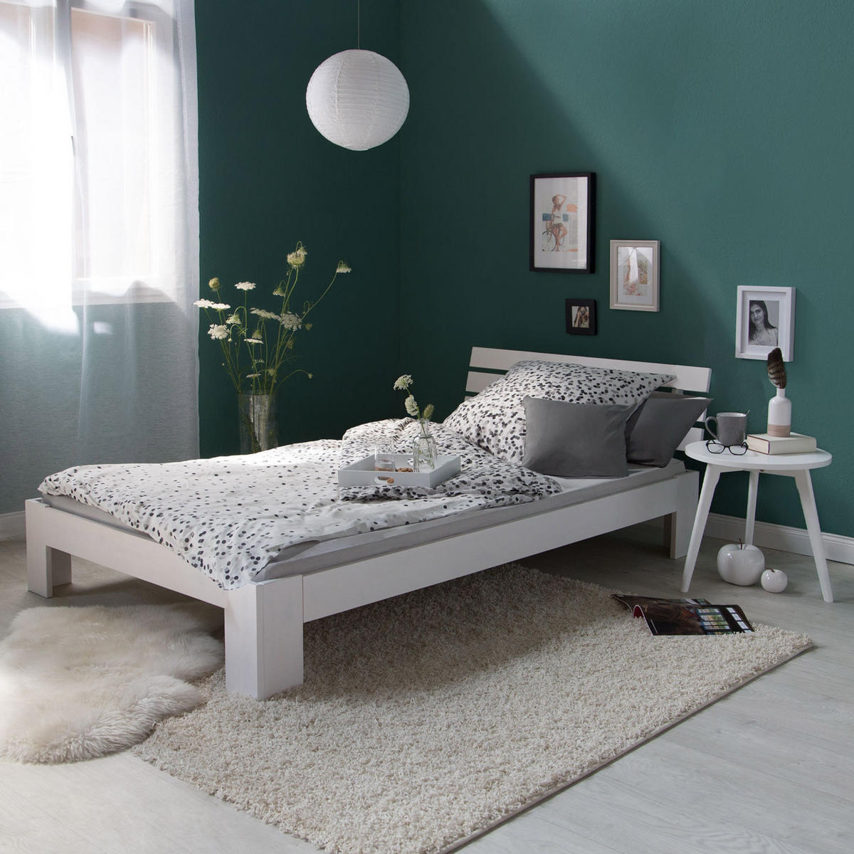 HOLZBETT mit Stauraum 90/200 cm weiss - Weiß, Holz (90/200cm) - Homestyle4u