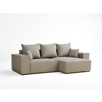 ECKSOFA MIT SCHLAFFUNKTION Moyo Beige Webstoff - Beige/Schwarz, Holz/Holzwerkstoff (255/148cm) - Maison de Reve
