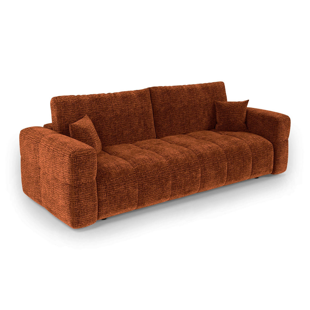 SCHLAFSOFA mit Stauraum VIBE Kettgewebe mit weichem Griff Terrakotta 247cm - Dunkelorange/Terracotta, Textil (247/90/102cm) - Premium Interiors