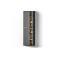 BADSCHRANK Vomano Anthrazit 50 x 170 cm mit Türen, und offenen Fächern - Anthrazit/Eiche Artisan, Holzwerkstoff (50/170/33cm) - Livinity®