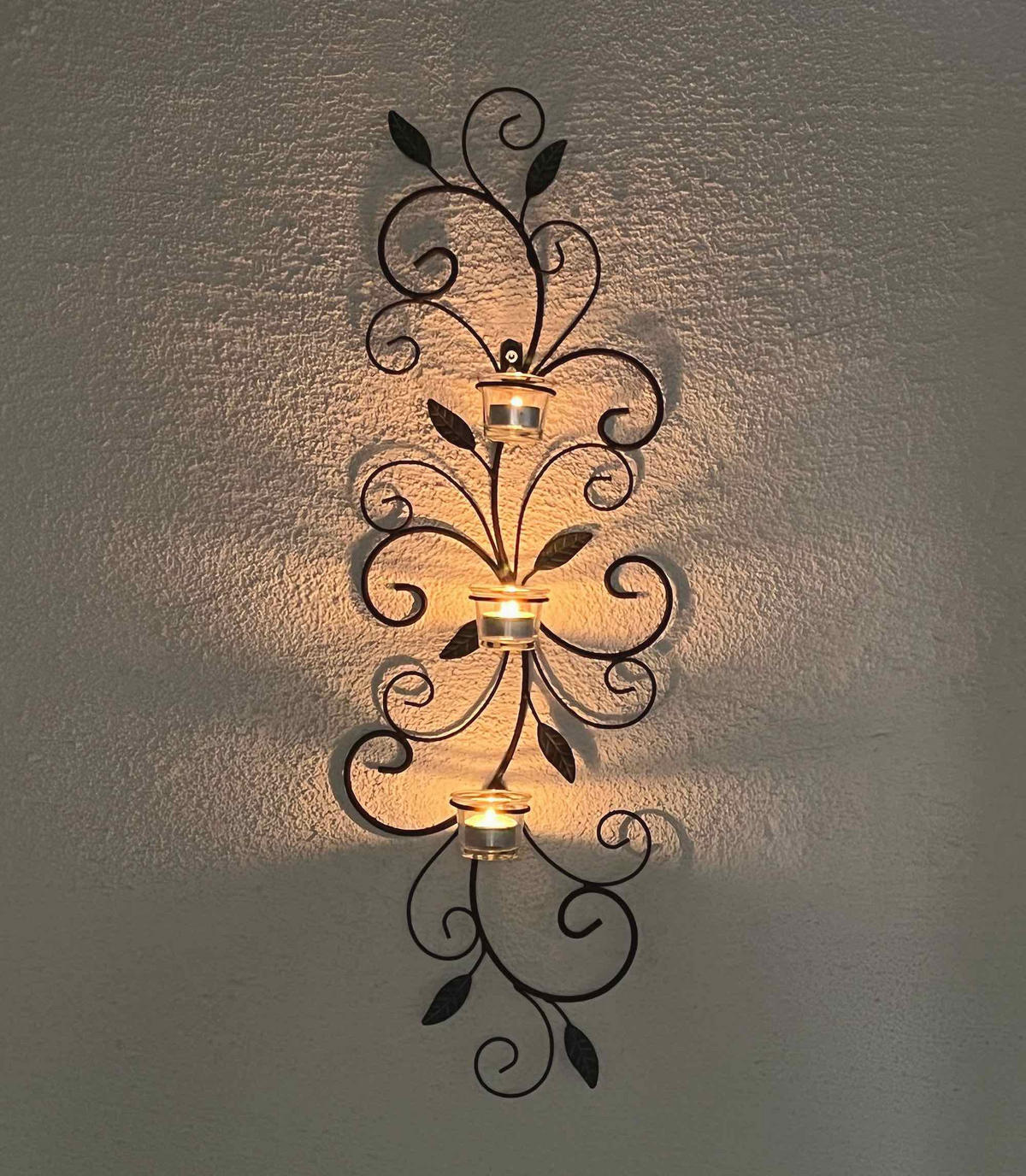 WANDTEELICHTHALTER Metall Dunkelbraun 25/9/75 cm - Braun, Metall (75cm) - DanDiBo