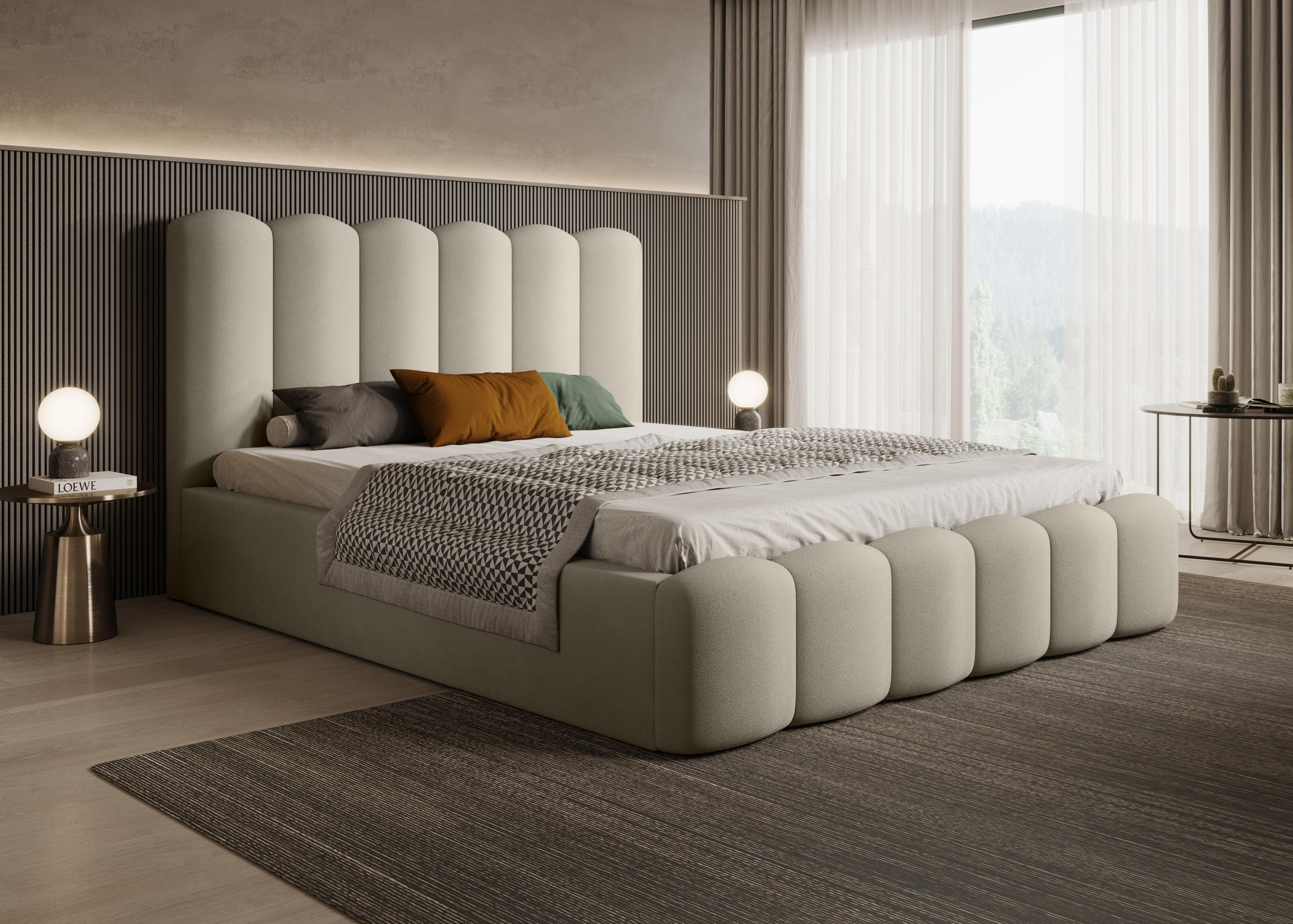 POLSTERBETT Elegantes Polsterbett Mona V 200x200 cm – Bett mit Stauraum & Hochwertigem Wigo-Feeling, Beige - Beige/Schwarz, Holzwerkstoff/Kunststoff (200/200cm) - DomoHome