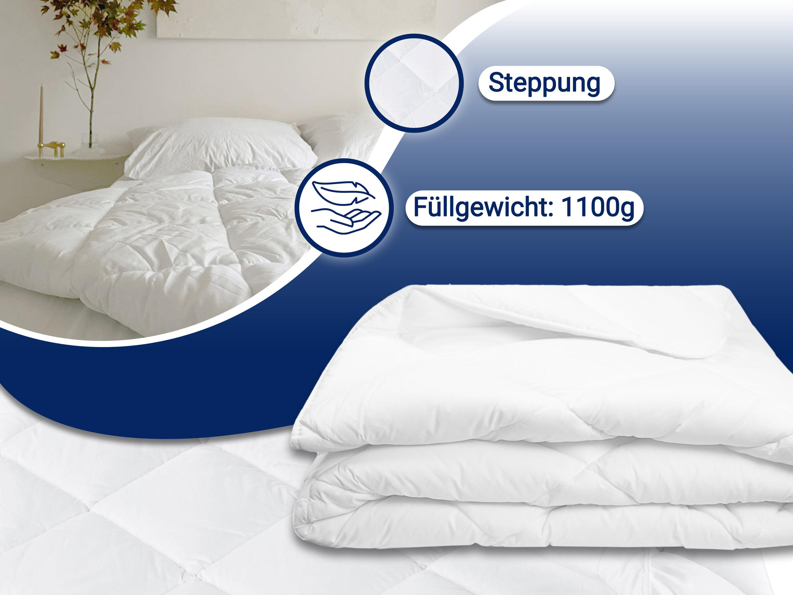 Thumbnail - Zollner Bettdecke,, Weiß, Textil, 135x200 cm, Oeko-Tex® Standard 100, Schlaftextilien, Bettdecken