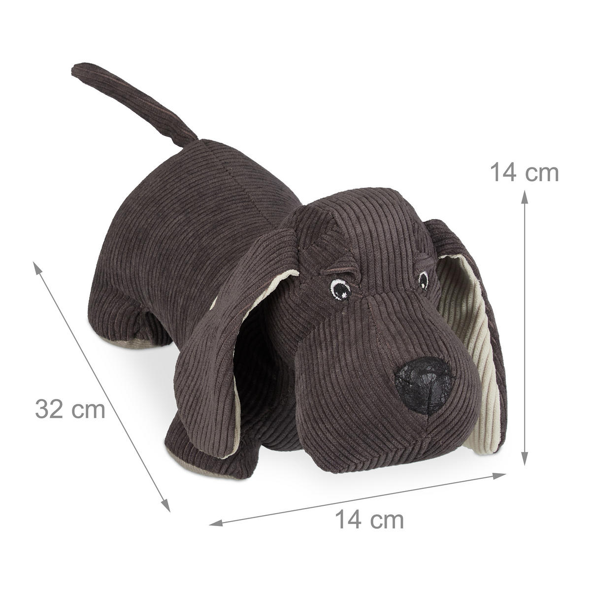 DÖRRSTOPP Mörkbrun hund tax - Mörkbrun, Textil/Plast (32/14cm) - Relaxdays