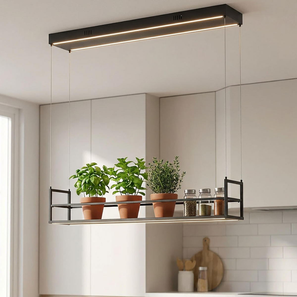 PENDELLEUCHTE SONTURA Metall Schwarz, LED, Memory - Schwarz, Metall (103.6/17.1/120cm)