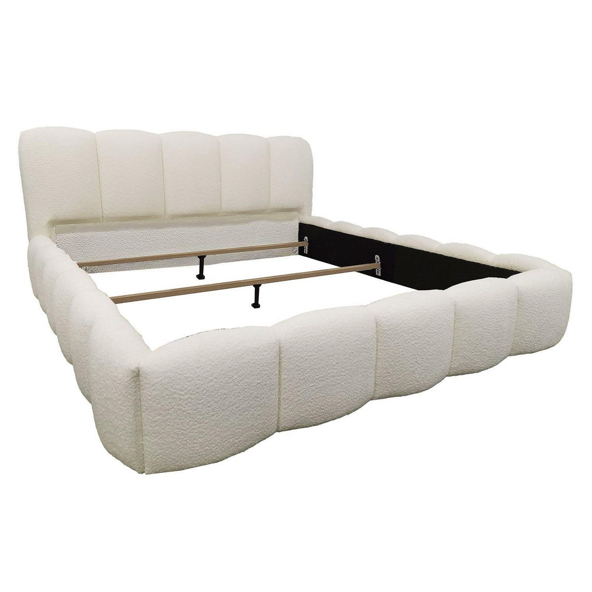 POLSTERBETT Catania 180/200 cm Creme Bouclé inkl Matratze - Creme, Textil (180/200cm) - Juskys