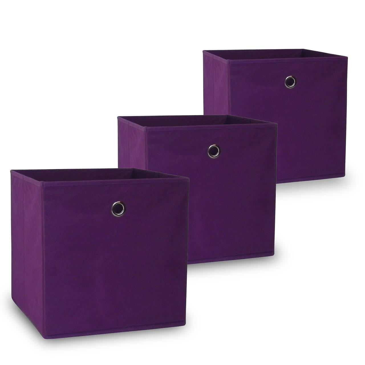 FALTBOX Oslo Lila 3er-Set - Lila, Textil (32/32/32cm) - Vladon