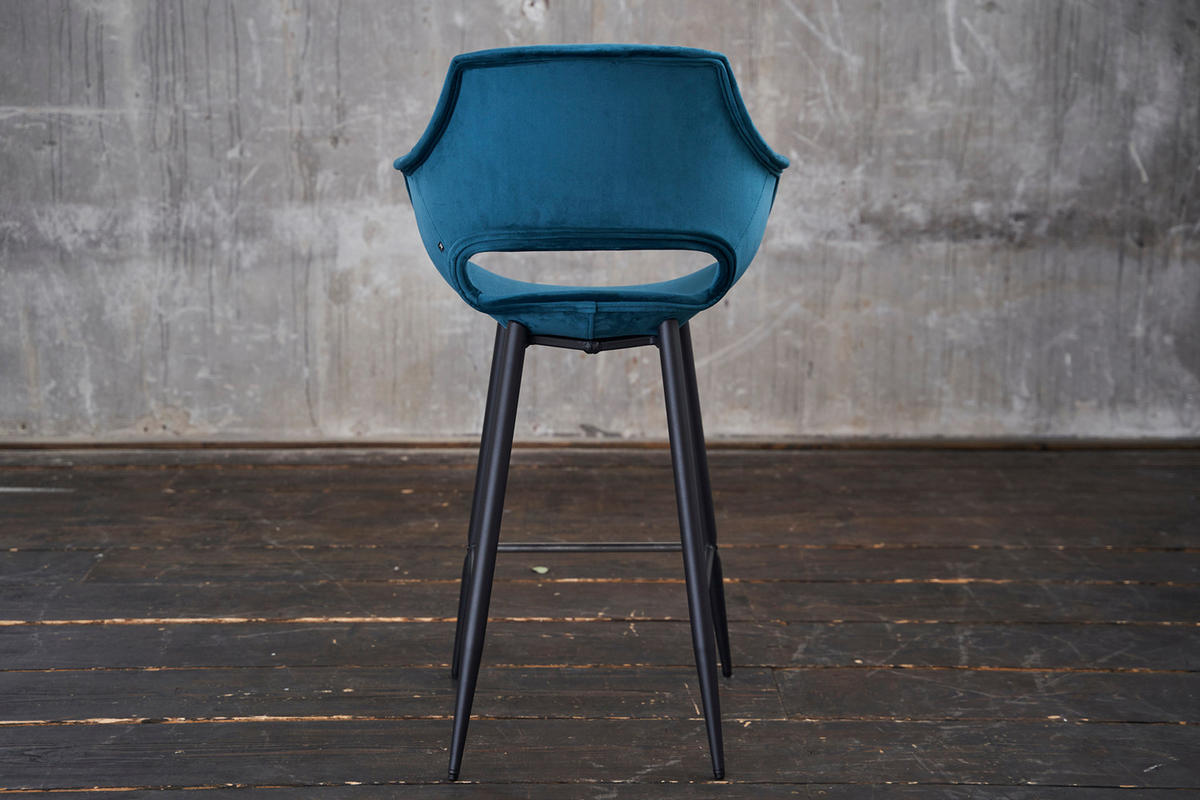 BARHOCKER ZAJA Blau Velvet - Blau, Textil (57/114/59cm) - KAWOLA