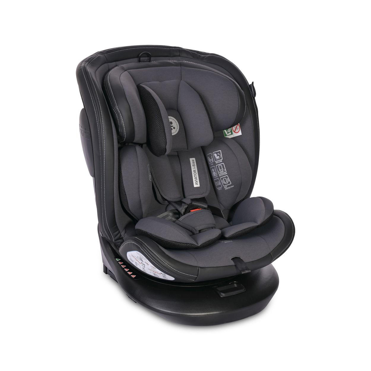 KINDERSITZ i-Size Aviator grau (40-150cm) 360° drehbar, verstellbar, Isofix - Grau, Kunststoff (47/62/52cm) - Lorelli