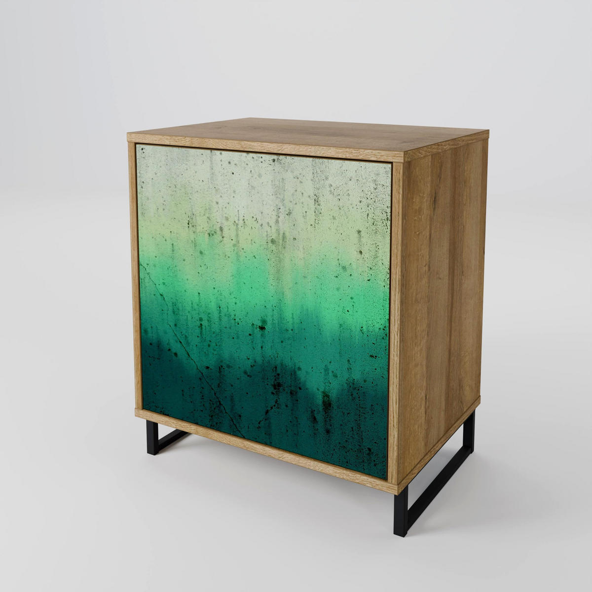 SIDEBOARD NORTHERN LIGHTS, Eichefarben, 57,5x42x70,5 cm, Schwarze Metall-Sternfüße - Eichefarben/Multicolor, Holzwerkstoff/Metall (57.5/70.5/42cm) - SpaceRebels