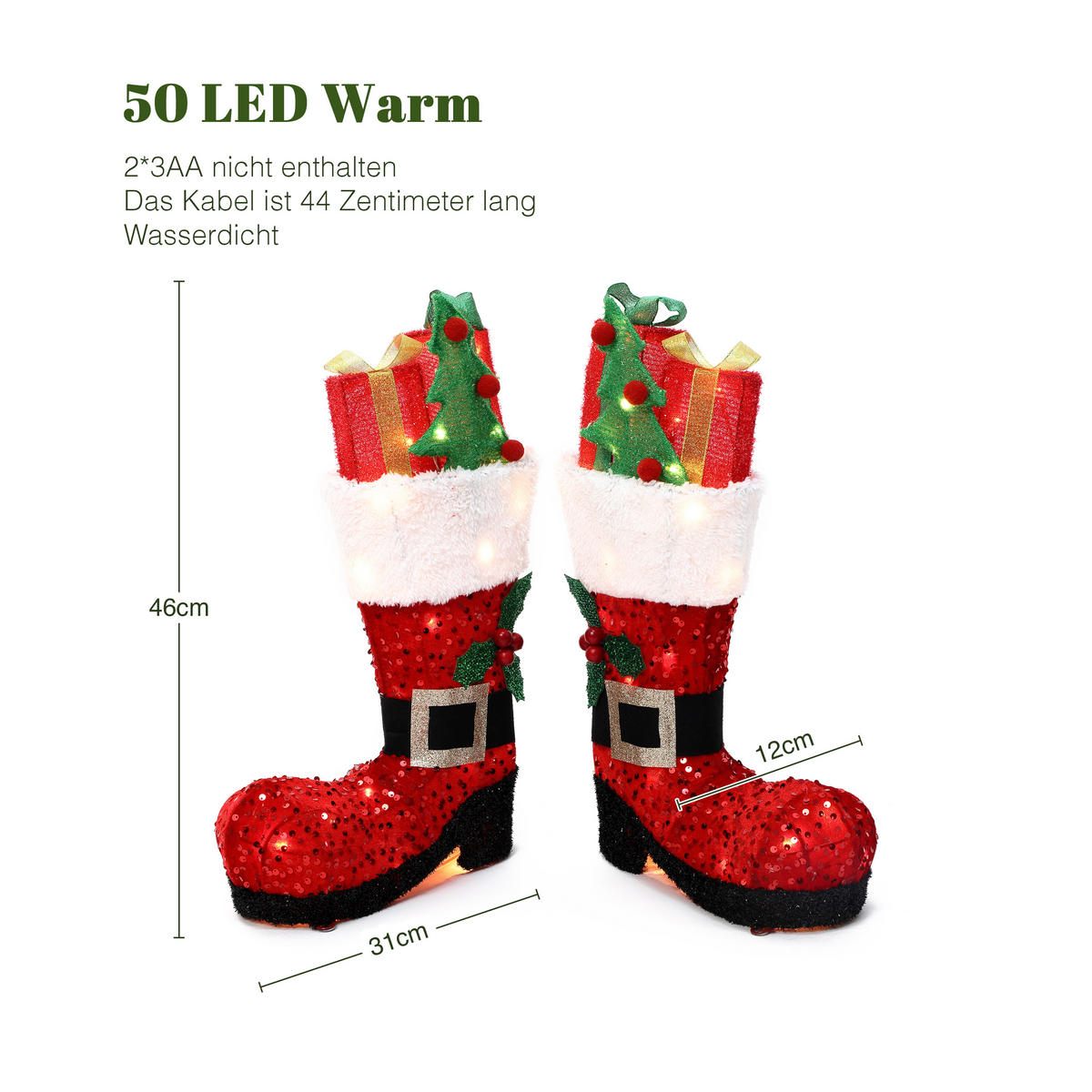 WEIHNACHTSDEKORATIONSSET HTHD0255 - Rot/Schwarz, Kunststoff/Metall (12/46/31cm) - Hometopia