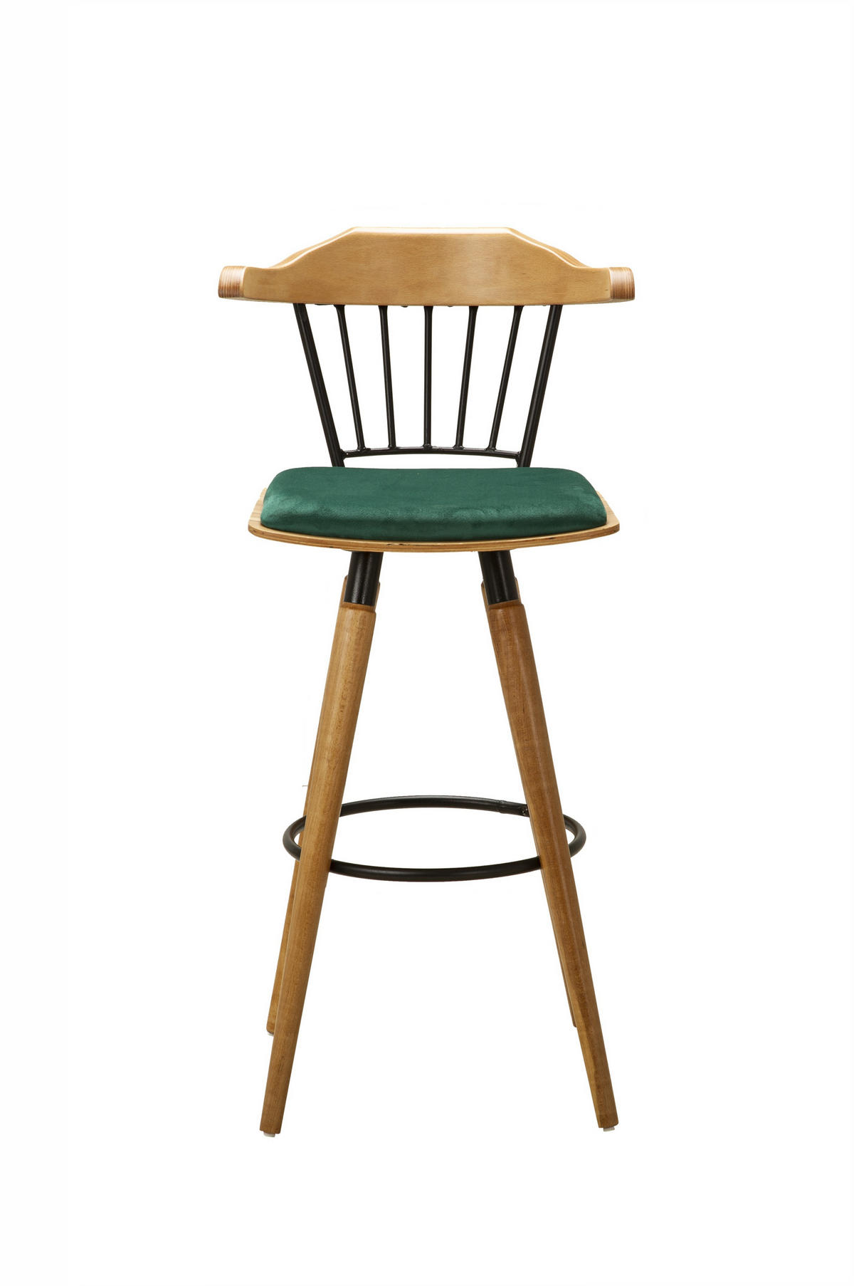 BARHOCKER MANCHESTER mit Samtbezug und Holzbeinen - Grün, Holz/Textil (41.5/110/41.5cm) - Stuhlmann