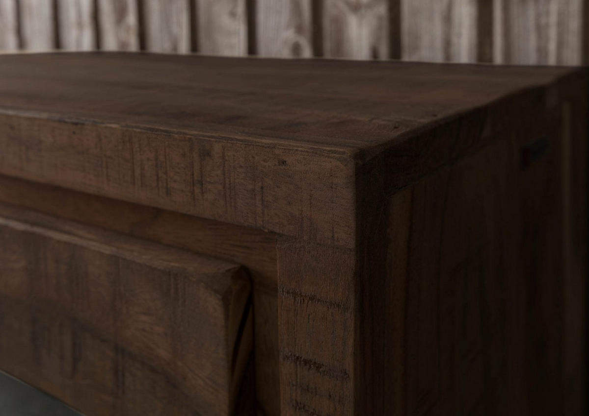 VITRINE Akazie 98x40x180 dunkelbraun lackiert BARK #208 - Dunkelbraun, Holz (98/180/40cm) - Massivmoebel24
