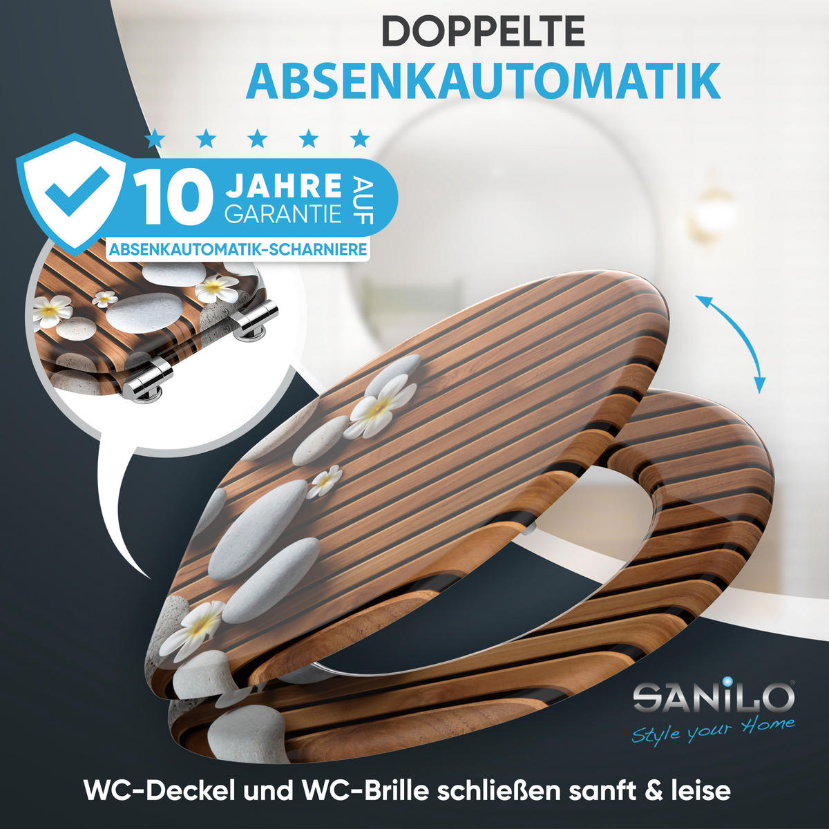 WC Sitz mit Absenkautomatik Zentara - Braun, Holzwerkstoff (38/6/47cm) - Sanilo