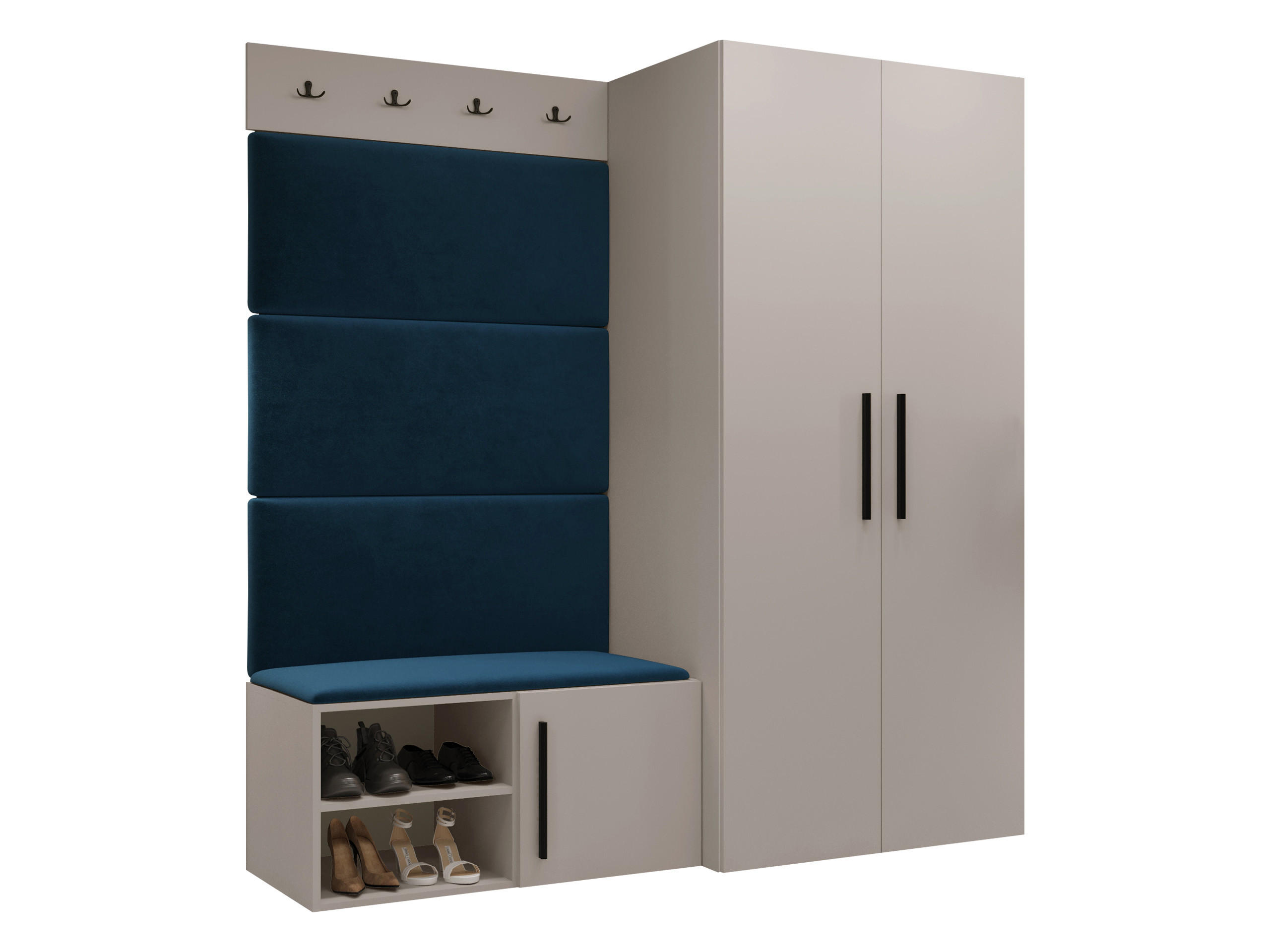 GARDEROBEN-SET Medi I - Blau/Kaschmir, Holzwerkstoff/Kunststoff (80/191/50cm) - MIRJAN24