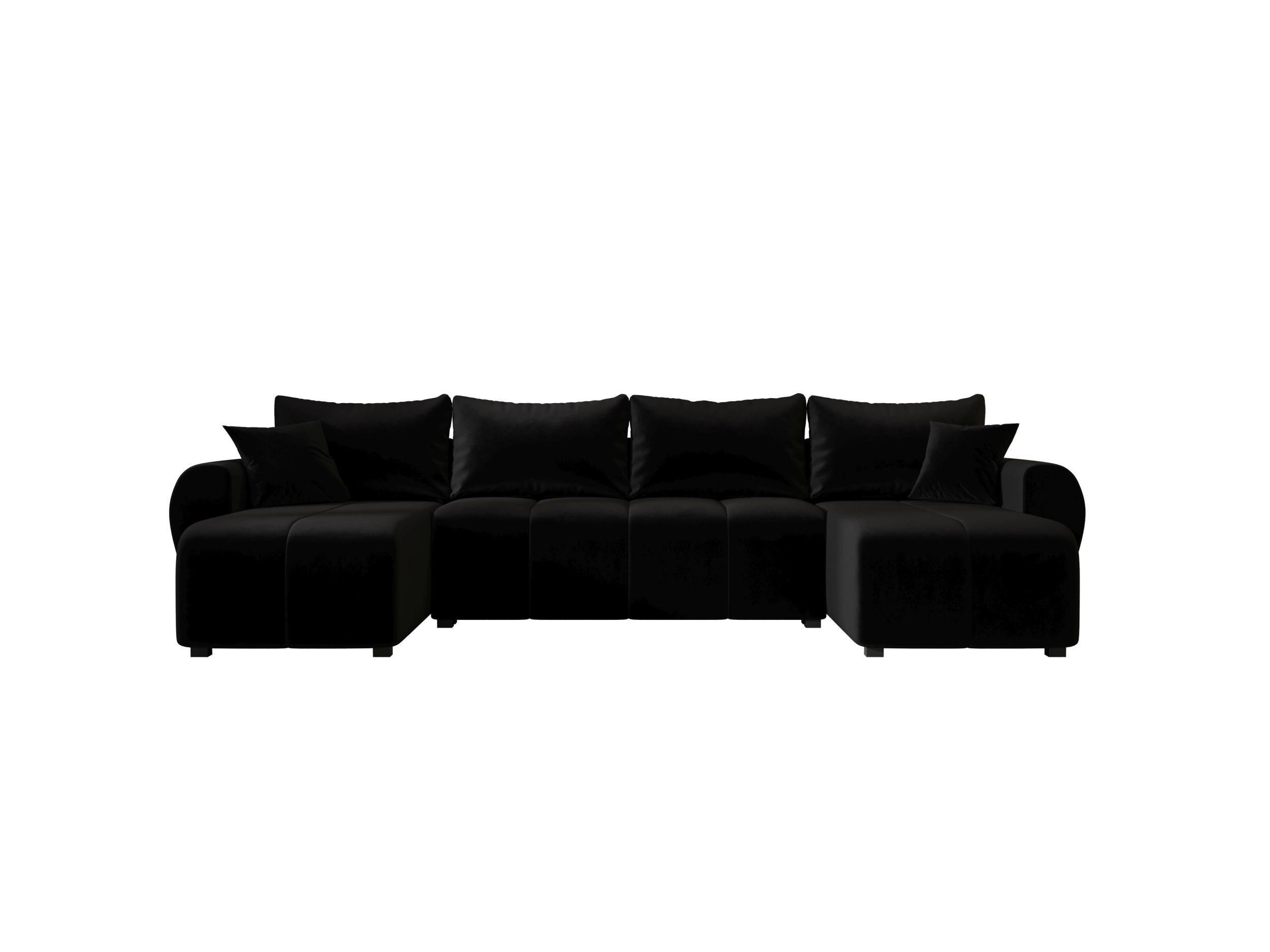 WOHNLANDSCHAFT MOLISA U Itaka 15 mit Schlaffunktion - Schwarz, Textil (303/82/208cm) - Bedante