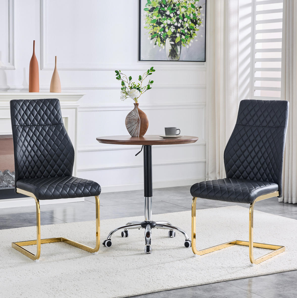 ESSZIMMERSTUHL 2er-Set mit hoher Rückenlehne 100 cm PU-Lederoptik Schwarz Gold - Schwarz, Metall (63/100/43cm) - Meubliv