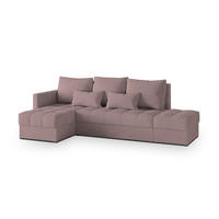 ECKSOFA LUMARI L-S Rosa Plüsch-Stoff mit Schlaffunktion - Rosa, Holz (262/143cm) - MASSENO