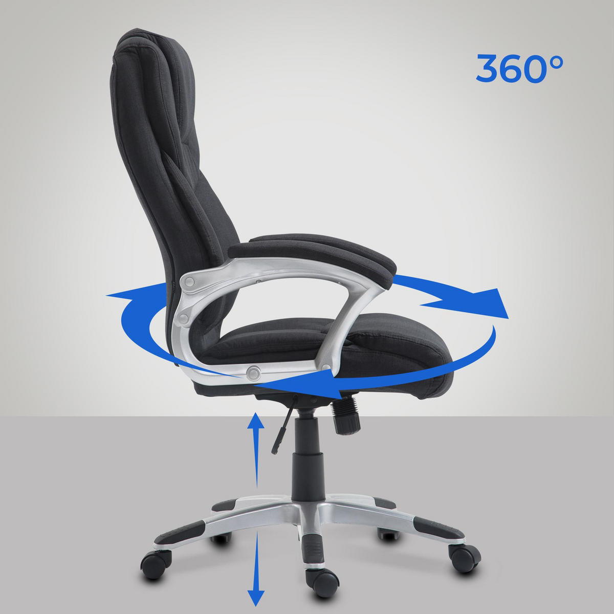 CHEFSESSEL Stoff schwarz - Schwarz/Grau, Kunststoff/Textil (65/109/73cm) - CLP