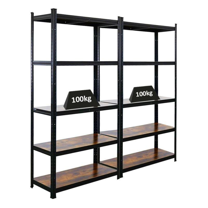 WOHNREGAL 2 Stück Ragnar 180x90x40cm Vintagebraun-Schwarz - Schwarz, Metall (180/180/40cm) - PROREGAL