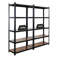 WOHNREGAL 2 Stück Ragnar 180x90x40cm Vintagebraun-Schwarz - Schwarz, Metall (180/180/40cm) - PROREGAL