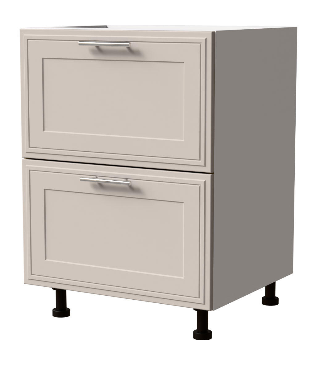 SCHUBLADENUNTERSCHRANK Salo D2/60 Weiß / Kaschmir Matt 60 / 50 / 82cm - REJS Vollauszug - Kaschmir/Weiß, Holz/Holzwerkstoff (60/82/50cm) - Feldmann-Wohnen