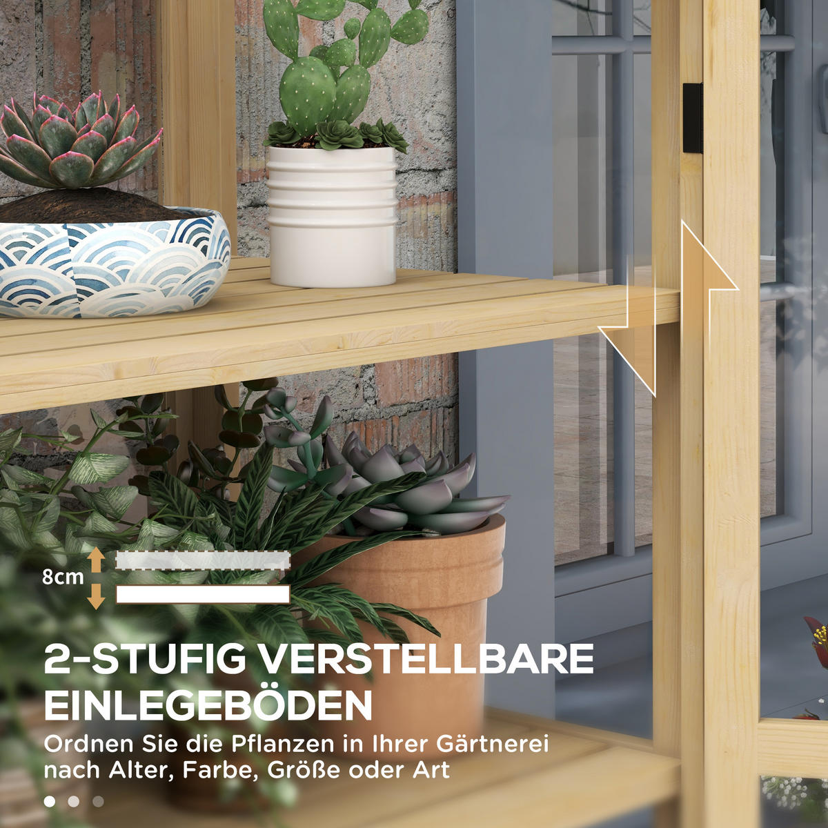 FRÜHBEET aus Holz Abschließbar Gewächshaus Dachfenster, für Garten, Balkon, Natur - Fichtefarben, Holz/Kunststoff (56.5/178/100cm) - Outsunny