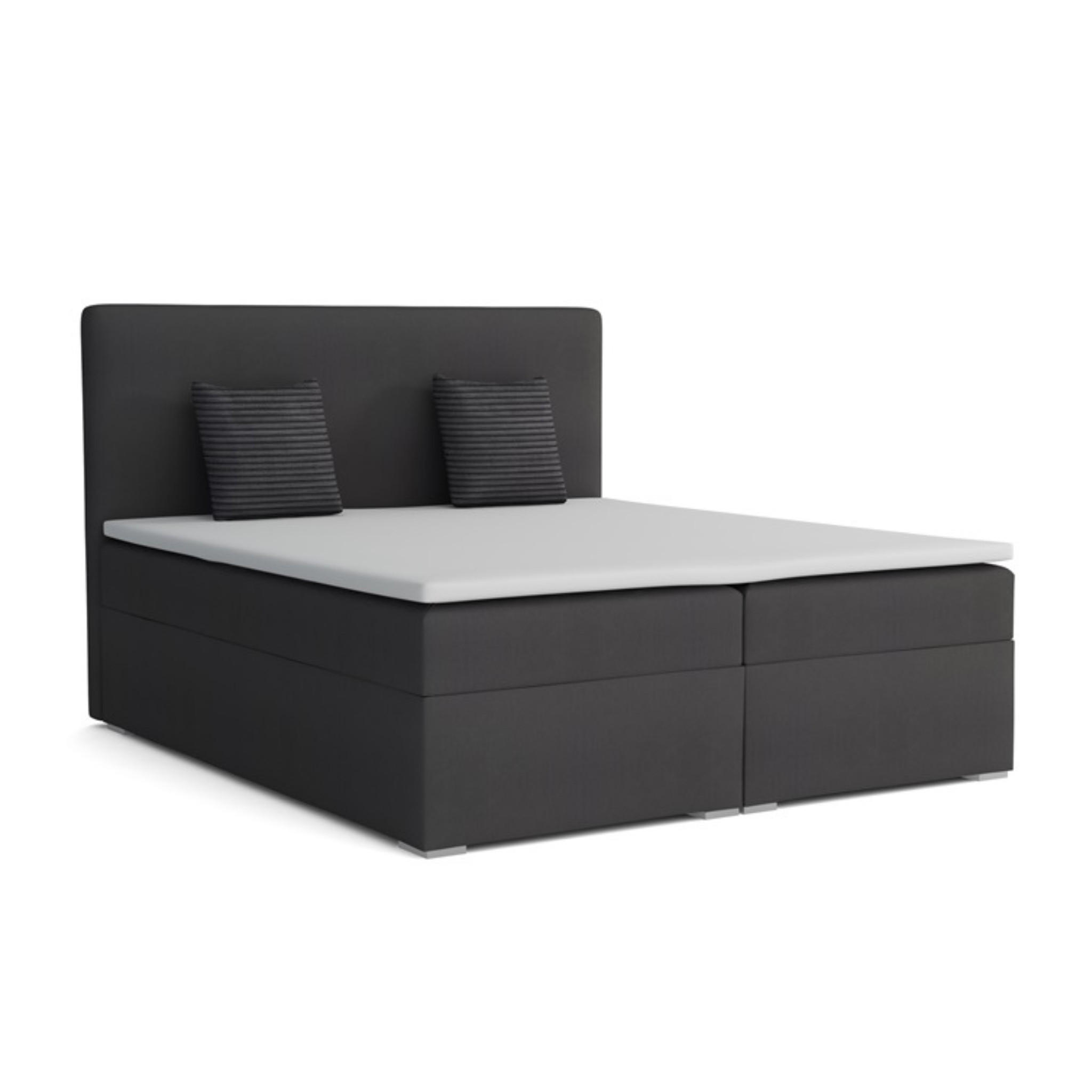 BOXBETT BASIC 200/200 Velours Anthrazit mit Bonell-Federkernmatratzen H3 - Anthrazit, Holz/Holzwerkstoff (200/200cm) - Deine Möbel 24