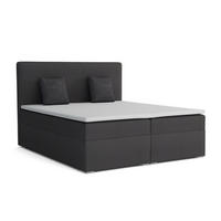 BOXBETT BASIC 180/200 Velours Anthrazit mit Taschen-Federkernmatratzen 7 Zonen H4 - Anthrazit, Holz/Holzwerkstoff (180/200cm) - Deine Möbel 24