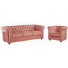 COUCHGARNITUR 3+1 - Samt - Rosa - CHESTERFIELD - Pink, Textil (88/72/205cm) - Vente-Unique